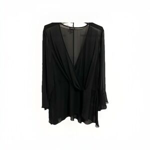 Torrid Sheer Black Lagen Look Chic Knotted Wasit Blouse Size 2X Plus Size